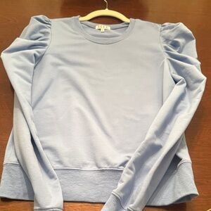 TCEC Sky Blue Crew Neck Puff Sleeve Top Size Small